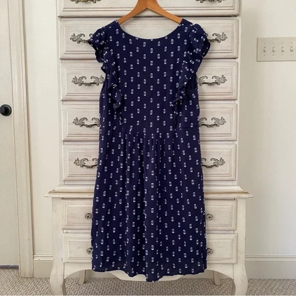 LOFT Navy Blue Ruffle Sleeve Dress - Picture 4 of 7